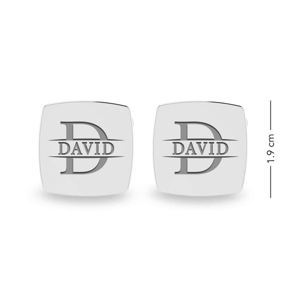 Personalised Engraved Initial or Name Designer Square Cufflinks for Men and Boys