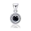 925 Sterling Silver Cubic Zirconia Diamond like Brilliance Sparkling Black Elegance Round Shape Pendant Necklace for Women