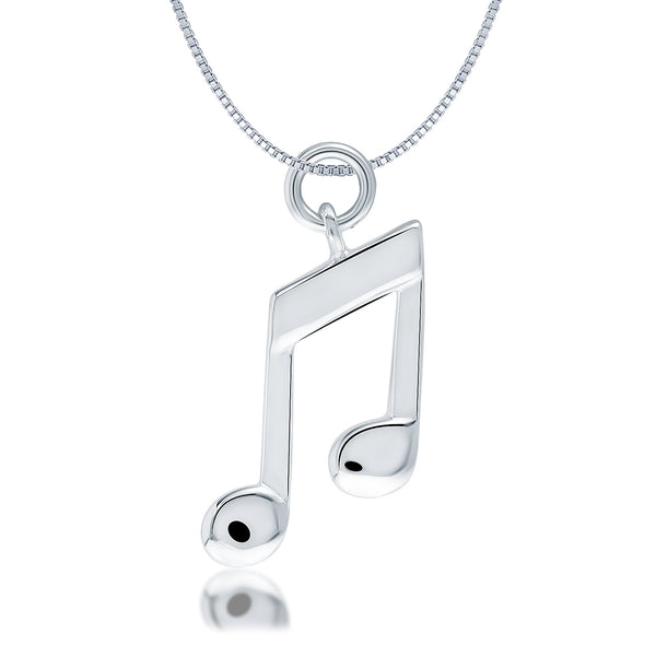 925 Sterling Silver Stunning Shine Music Note Pendant Necklace for Women