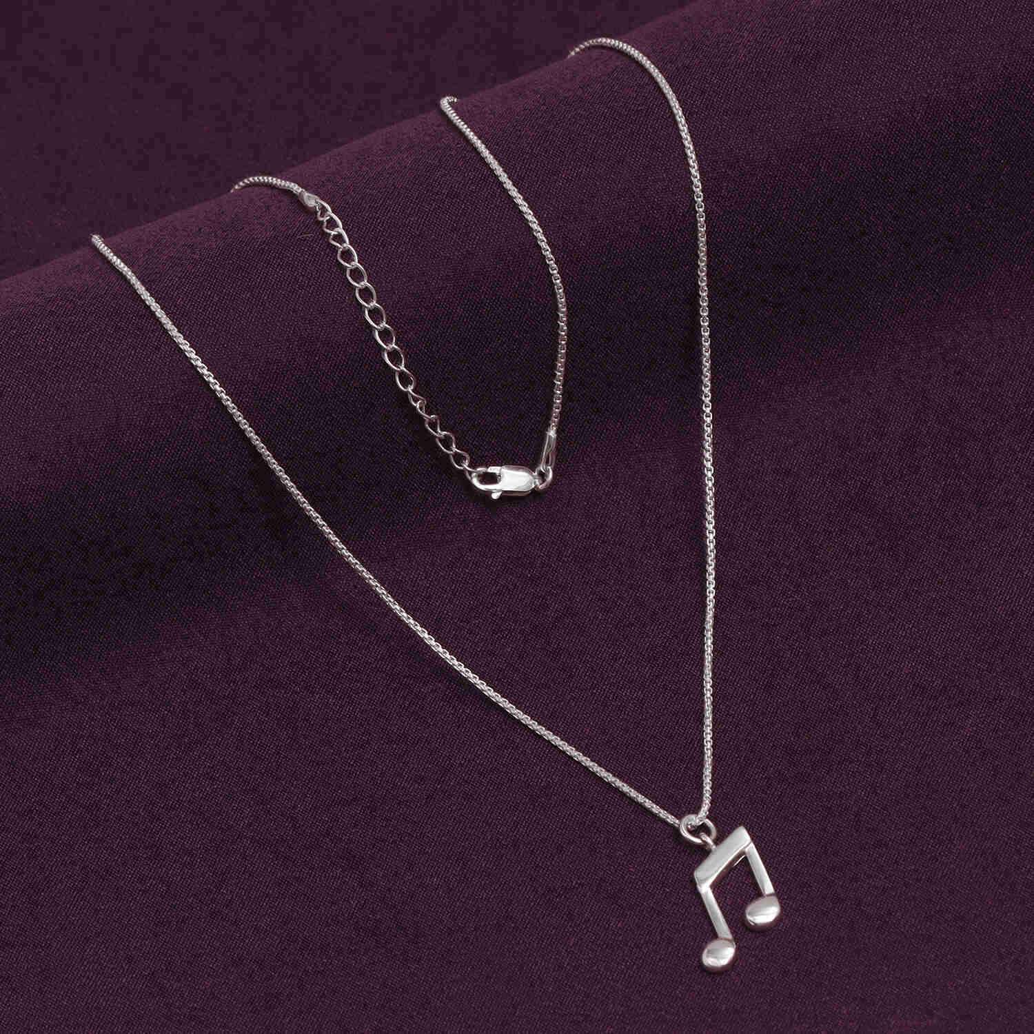 925 Sterling Silver Stunning Shine Music Note Pendant Necklace for Women