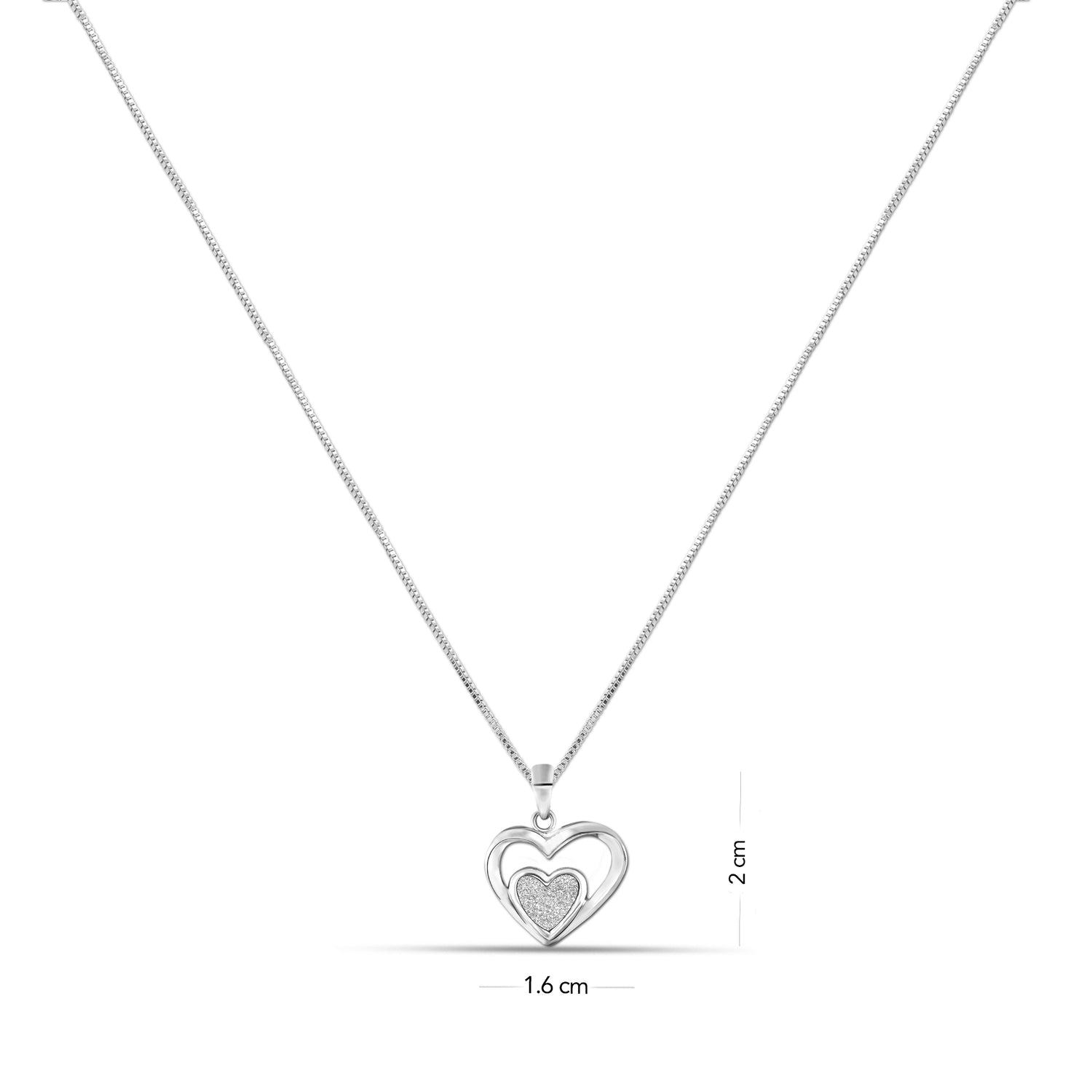 925 Sterling Silver Double Heart Pendant Necklace for Teen Wome