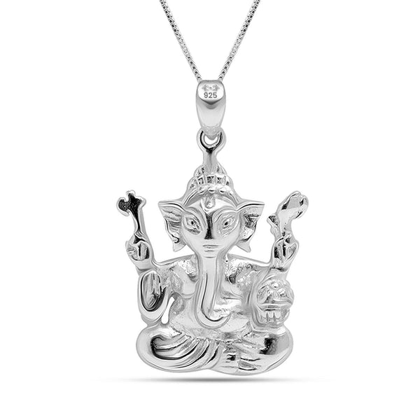 925 Sterling Silver Ganesha Pendant Necklace for Men