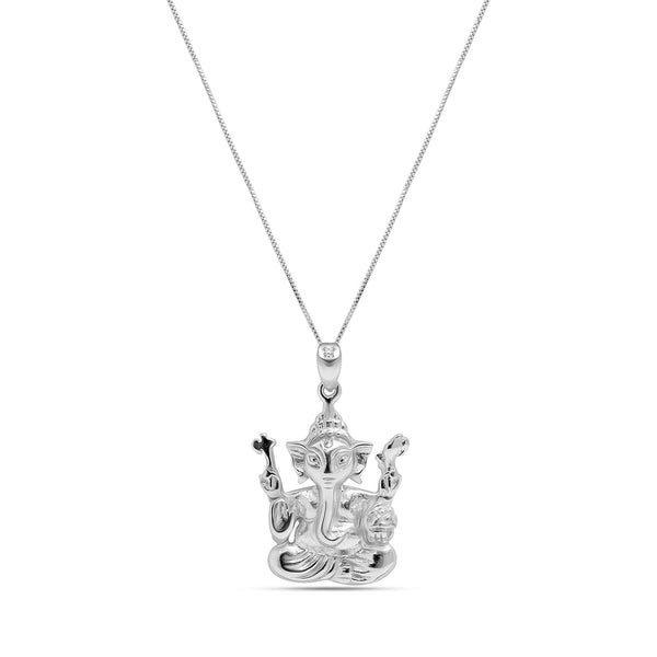 925 Sterling Silver Ganesha Pendant Necklace for Men