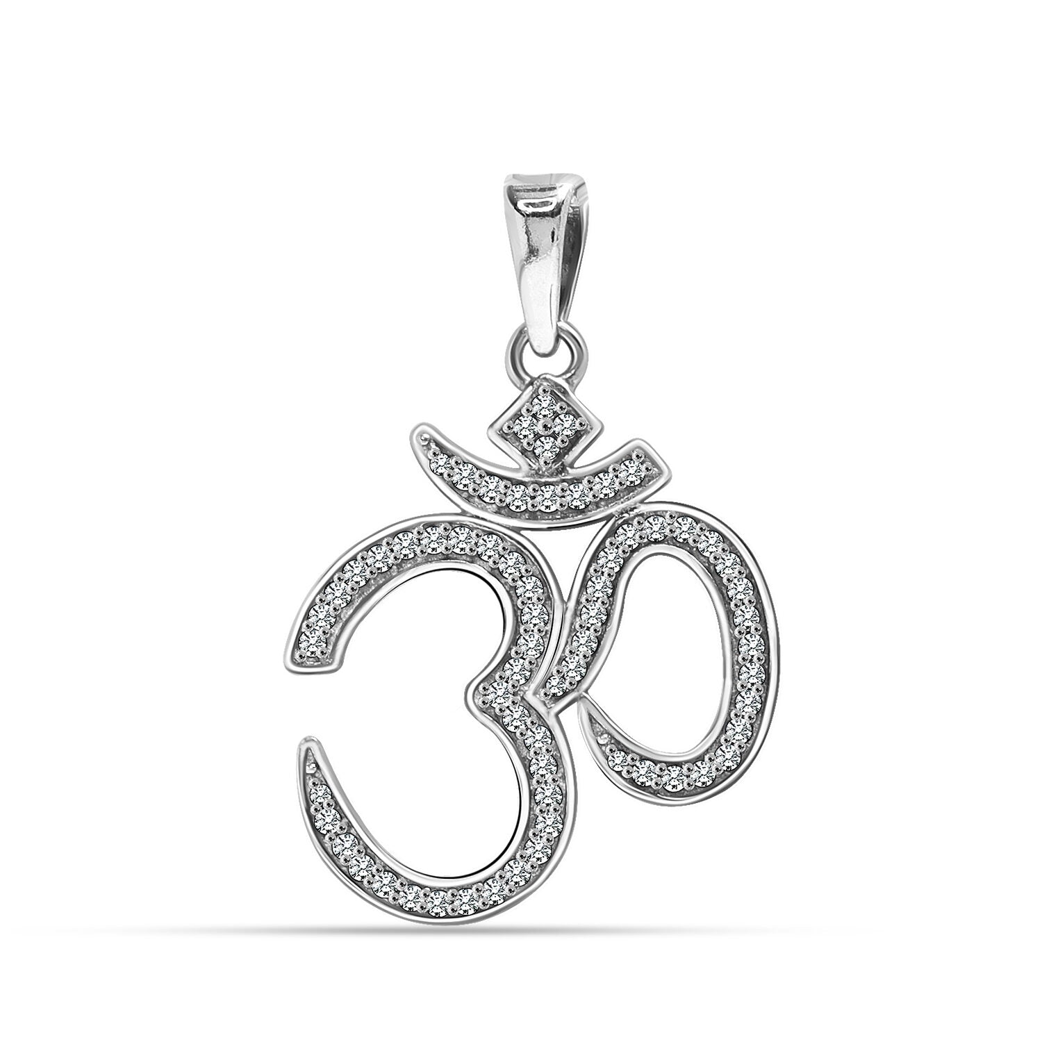 925 Sterling Silver Cubic Zirconia OM Spiritual Religious Locket Pendant Necklace for Men