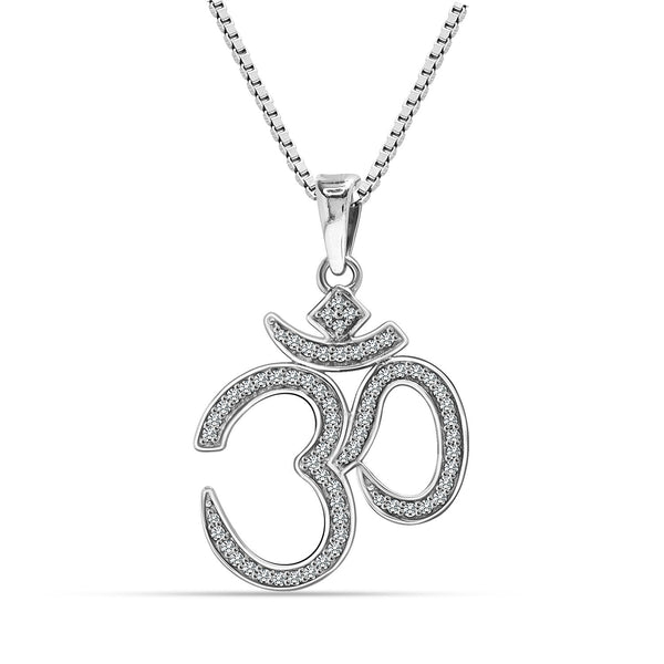 925 Sterling Silver Cubic Zirconia OM Spiritual Religious Locket Pendant Necklace for Men