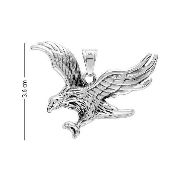 925 Sterling Silver Antique Flying Eagle Pendant for Men and Boys