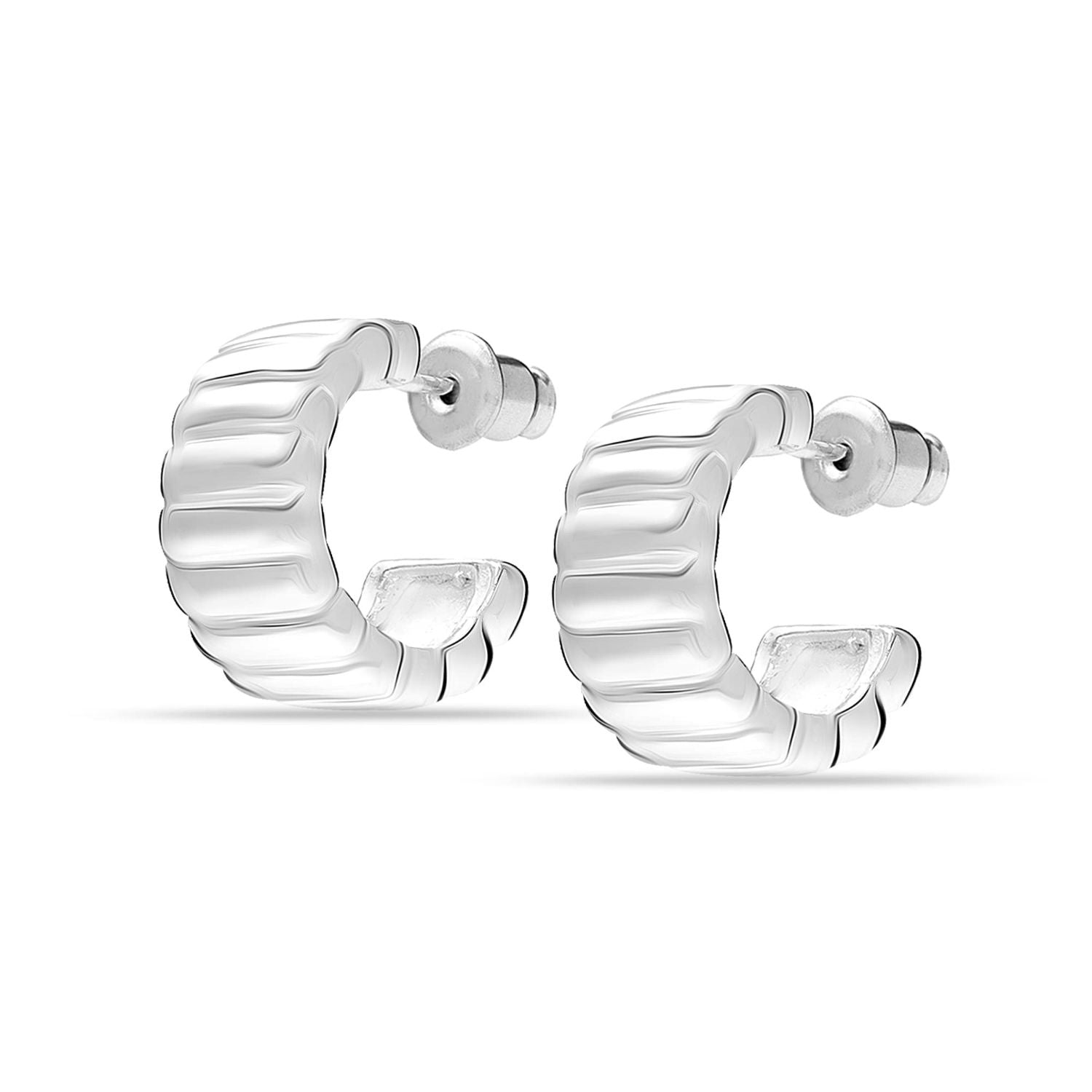 925 Sterling Silver Italian Design Hoop Earrings for Women and Teens