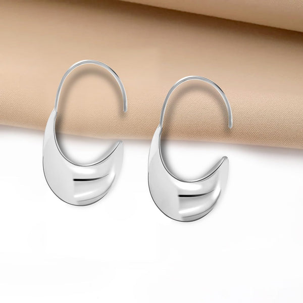 925 Sterling Silver Open Drop Dangle Threader Oval Pull Through Hoop Earrings for Women