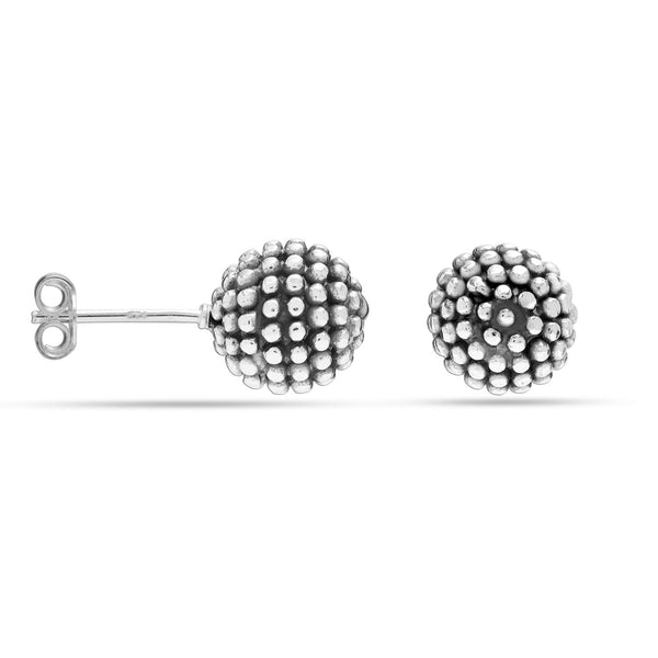 925 Sterling Silver Caviar Beaded Stud Earrings for Women Teen