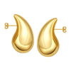 925 Sterling Silver 14K Gold Plated Chunky Hollow Water Drop Pear Shape Stud Earrings for Women