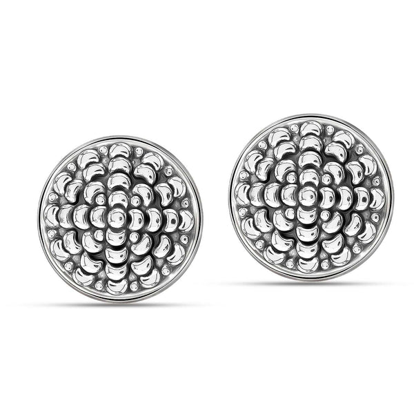 925 Steling Silver Antique Vintage Round Filigree Cut Chunky Stud Earrings for Women