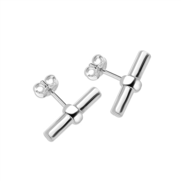 925 Steling Silver Lightweight Round T-Bar Stud Earrings for Women