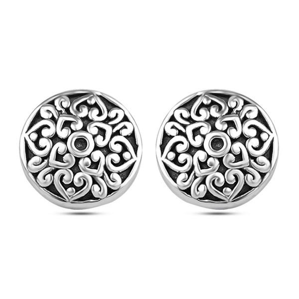 925 Sterling Silver Antique Filigree Stud Earrings for Women