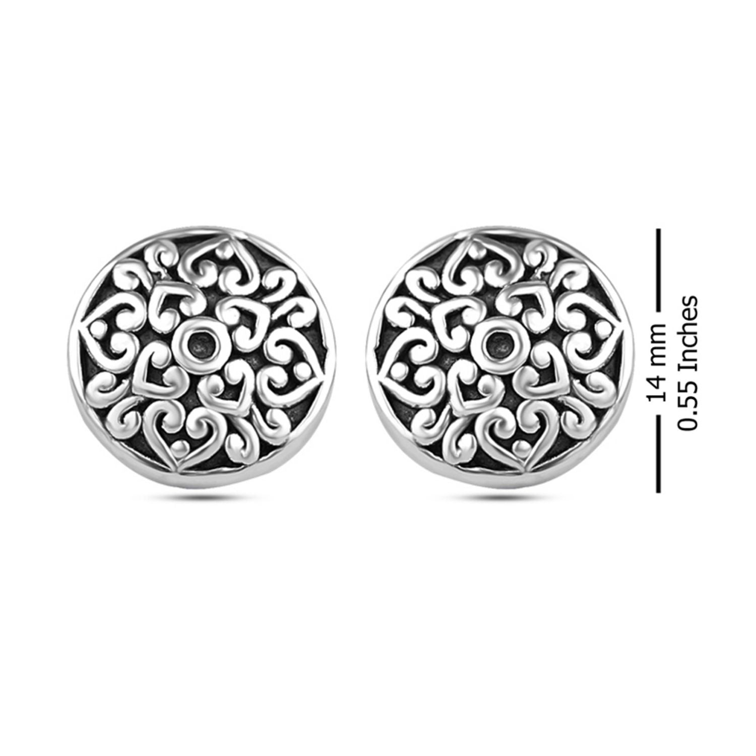 925 Sterling Silver Antique Filigree Stud Earrings for Women