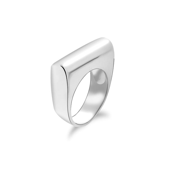 925 Sterling Silver Simple Plain Bar Signet Style Finger Ring for Women