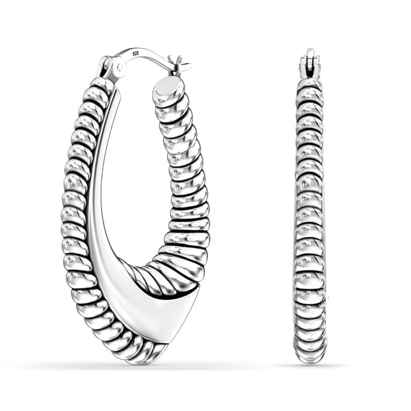 925 Sterling Silver ClickTop Hoop Earrings for Women 34 MM