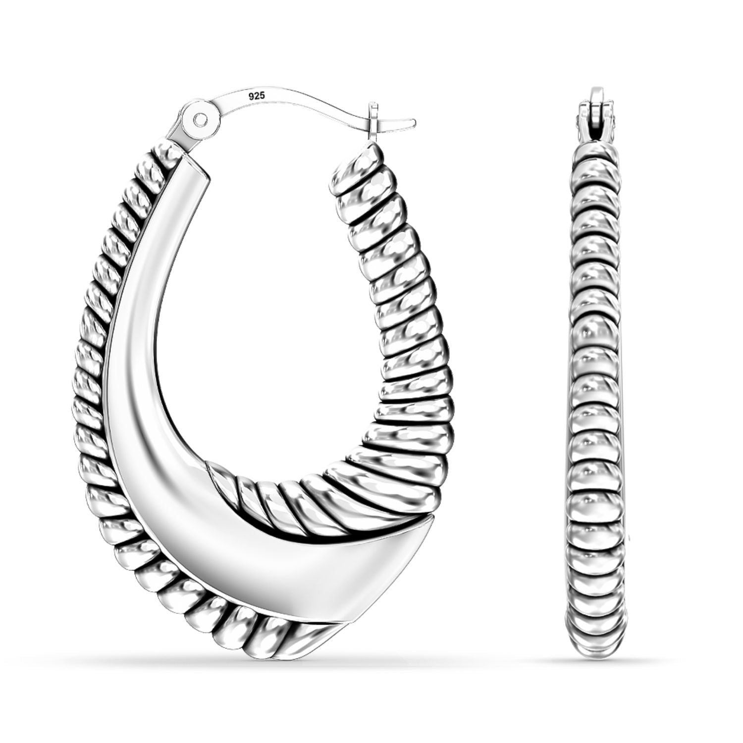 925 Sterling Silver ClickTop Hoop Earrings for Women 34 MM