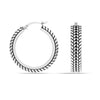 925 Sterling Silver Antique Texture Hoop Earrings for Women