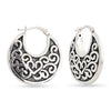 925 Sterling Silver Antique Finish Tribal Filigree Hoop Earrings for Women