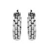 925 Sterling Silver Bricks Hoop Earrings for Women 25 MM