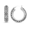 925 Sterling Silver Curb Chain Inspired Hoop Earrings for Women 30 MM