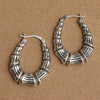 925 Sterling Silver Bamboo Oval Hoop Earrings for Teen Women