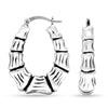 925 Sterling Silver Bamboo Oval Hoop Earrings for Teen Women