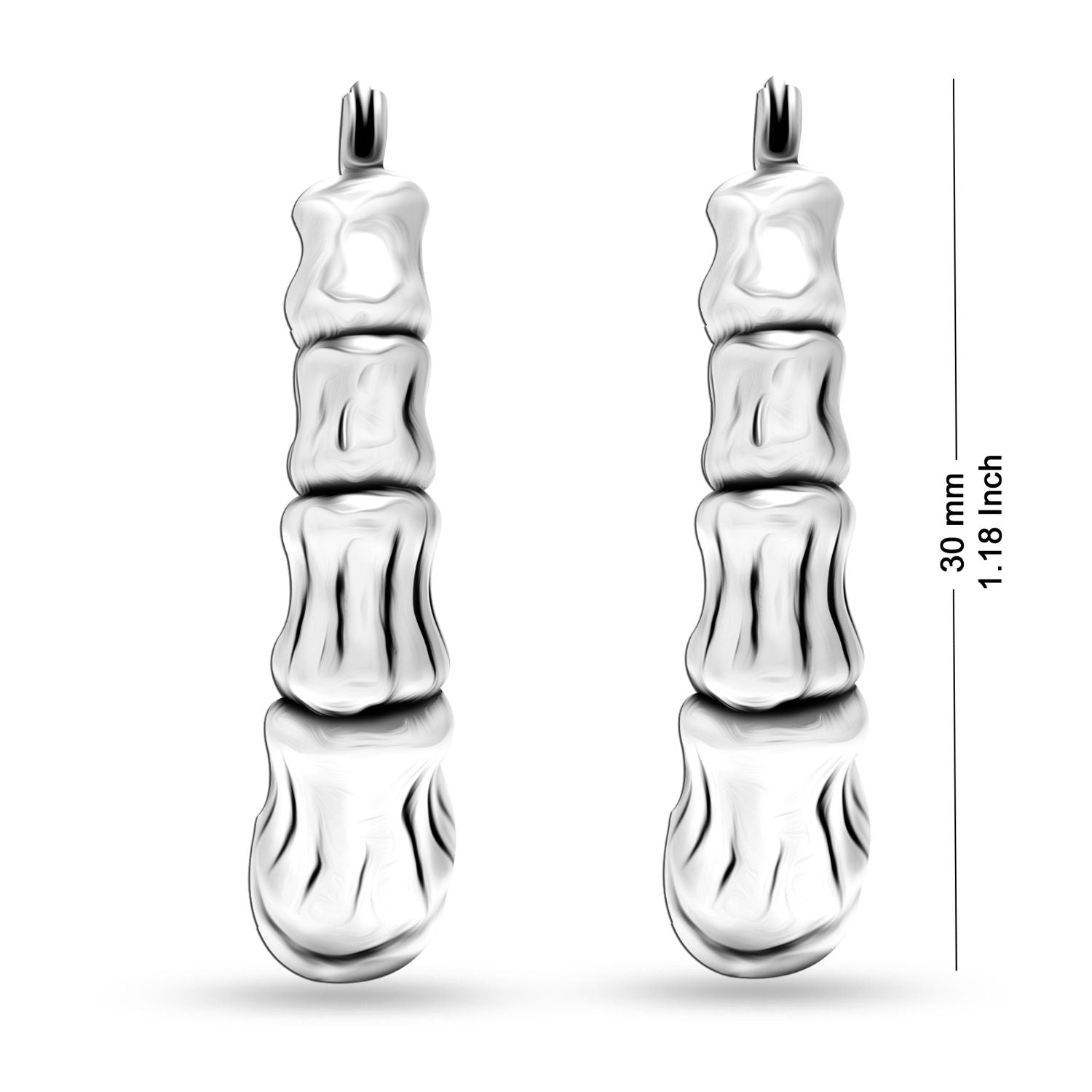 925 Sterling Silver Bamboo Oval Hoop Earrings for Teen Women