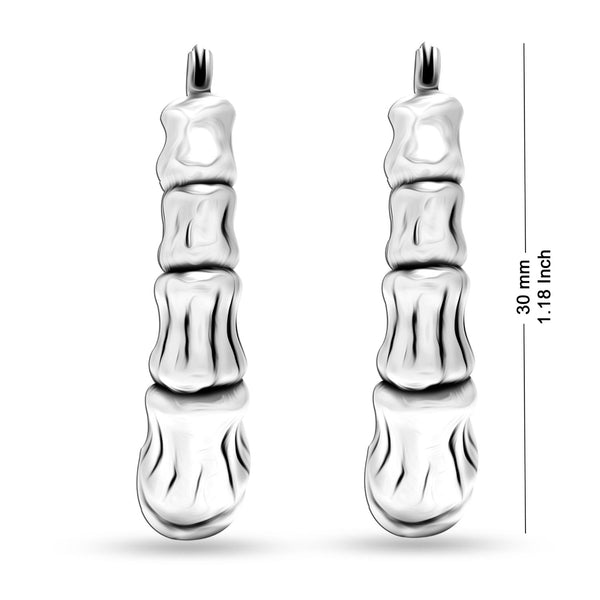 925 Sterling Silver Bamboo Oval Hoop Earrings for Teen Women