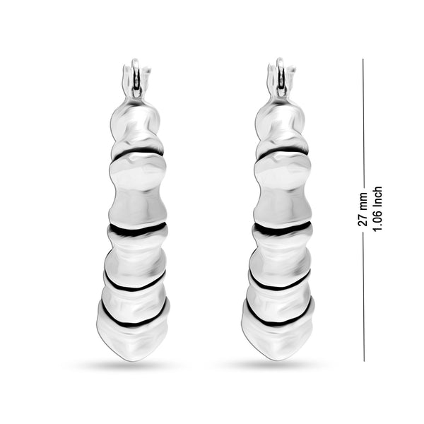 925 Sterling Silver Bamboo Heart Hoop Earrings for Teen Women