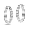 925 Sterling Silver Spike Textured Click-Top Hoop Earrings for Women