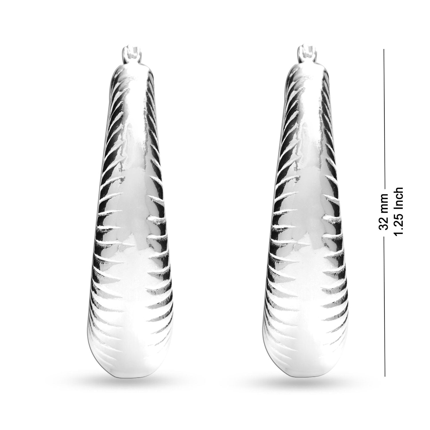 925 Sterling Silver Shrimp Oval Hoop Earrings for Women 32 MM