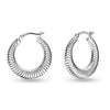 925 Sterling Silver Round Spiral Textured Hoop Earrings for Women