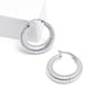 925 Sterling Silver Round Spiral Textured Hoop Earrings for Women