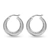 925 Sterling Silver Round Spiral Textured Hoop Earrings for Women