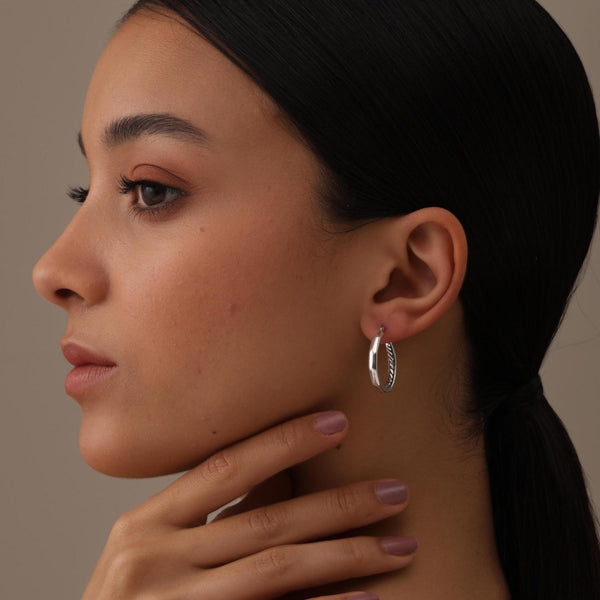 925 Sterling Silver Small Simple Edged Minimalist Geometric Shape Creole Hoop Earrings for Women Teen