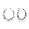 925 Sterling Silver Antique Textured Ribbed Creole Round Shape Hoop Earrings for Women