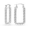 925 Sterling Silver Twisted Textured Rectangle U-Shape Click-Top Hoop Earrings for Women