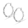 925 Sterling Silver Jewellery Bamboo Click-Top Hoop Earrings for Women Teen 50MM