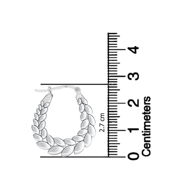 925 Sterling Silver Leaf Olive Leaves Branch Click-Top Hoop Earrings for Women