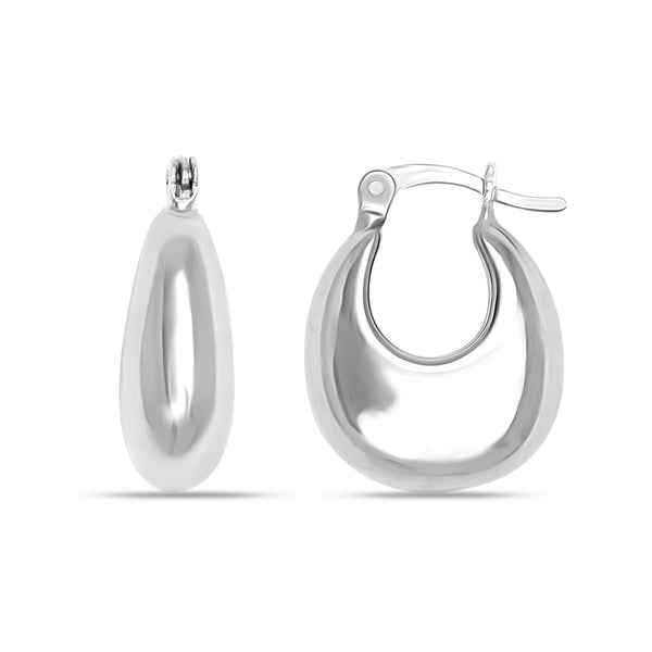 925 Sterling Silver Small Bowl Hollow Puff Shrimp Hoop Earrings for Women