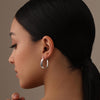 925 Sterling Silver Oval Handmade Click-Top Puff Hoop Earrings for Women