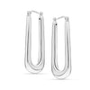 925 Sterling Silver Large Handmade Classic Rectangular Shaped Click-Top Hoop Earrings for Women