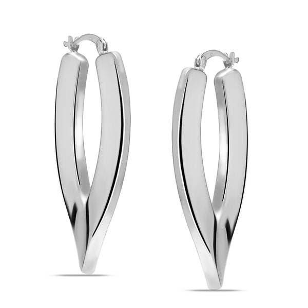 925 Sterling Silver Large Vintage Design Oval Shaped Click-Top Hoop Earrings for Women