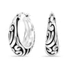 925 Sterling Silver Antique Vintage Inspired Filigree Lightweight Bali Style Chunky SMALL Click-Top Hoop Earrings for Women