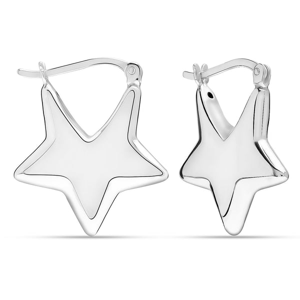 925 Steling Silver Minimalist Aesthetic Handmade 3D Star-shaped Hoop Earrings for Women