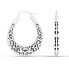 925 Sterling Silver Antique Oval Filigree Click-Top Hoop Earrings for Women