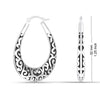 925 Sterling Silver Antique Oval Filigree Click-Top Hoop Earrings for Women