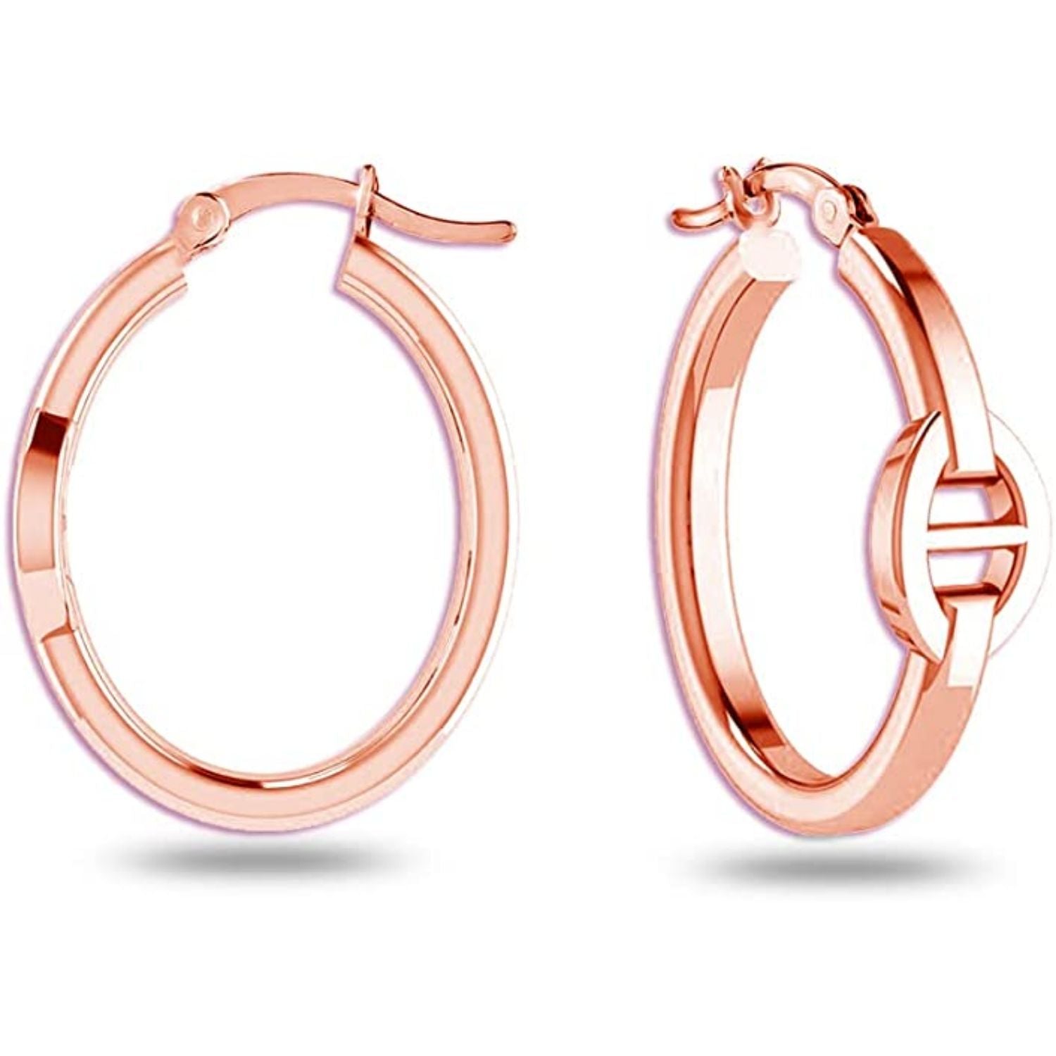 925 Sterling Silver Mariner Link Hoops Earring Oval Anchor Hoop Earrings for Teen Women