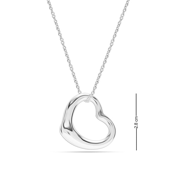 925 Sterling Silver Open Heart Pendant Necklace for Teen Women